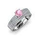 1 - Aurum 1.57 ctw Pink Tourmaline Accented Natural Diamonds Double Row Bridal Set Ring  