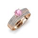 1 - Aurum 1.57 ctw Pink Tourmaline Accented Natural Diamonds Double Row Bridal Set Ring  