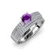 1 - Aurum 1.57 ctw Amethyst Accented Natural Diamonds Double Row Bridal Set Ring  