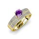 1 - Aurum 1.57 ctw Amethyst Accented Natural Diamonds Double Row Bridal Set Ring  