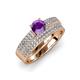 1 - Aurum 1.57 ctw Amethyst Accented Natural Diamonds Double Row Bridal Set Ring  