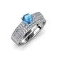 1 - Aurum 1.65 ctw Blue Topaz Accented Natural Diamonds Double Row Bridal Set Ring  