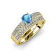 1 - Aurum 1.65 ctw Blue Topaz Accented Natural Diamonds Double Row Bridal Set Ring  