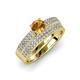 1 - Aurum 1.57 ctw Citrine Accented Natural Diamonds Double Row Bridal Set Ring  