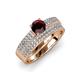 1 - Aurum 1.75 ctw Red Garnet Accented Natural Diamonds Double Row Bridal Set Ring  