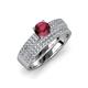 1 - Aurum 1.70 ctw Rhodolite Garnet Accented Natural Diamonds Double Row Bridal Set Ring  