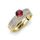 1 - Aurum 1.70 ctw Rhodolite Garnet Accented Natural Diamonds Double Row Bridal Set Ring  