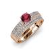 1 - Aurum 1.70 ctw Rhodolite Garnet Accented Natural Diamonds Double Row Bridal Set Ring  