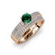 1 - Aurum 1.60 ctw Emerald Accented Natural Diamonds Double Row Bridal Set Ring  