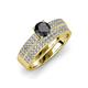 1 - Aurum 2.20 ctw Black Diamond Accented Natural Diamonds Double Row Bridal Set Ring  