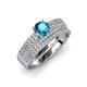 1 - Aurum 1.65 ctw London Blue Topaz Accented Natural Diamonds Double Row Bridal Set Ring  