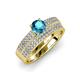 1 - Aurum 1.65 ctw London Blue Topaz Accented Natural Diamonds Double Row Bridal Set Ring  