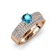 1 - Aurum 1.65 ctw London Blue Topaz Accented Natural Diamonds Double Row Bridal Set Ring  