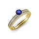 1 - Evika 1.73 ctw Blue Sapphire (6.50 mm) Accented Natural Diamonds Bridal Set Ring  