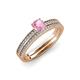 1 - Evika 1.30 ctw Pink Tourmaline (6.50 mm) Accented Natural Diamonds Bridal Set Ring  