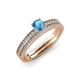 1 - Evika 1.38 ctw Blue Topaz (6.50 mm) Accented Natural Diamonds Bridal Set Ring  