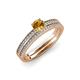 1 - Evika 1.30 ctw Citrine (6.50 mm) Accented Natural Diamonds Bridal Set Ring  