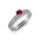 1 - Evika 1.38 ctw Ruby (6.50 mm) Accented Natural Diamonds Bridal Set Ring  