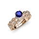 1 - Laine 1.46 ctw Classic Blue Sapphire (6.50 mm) Accented Round Natural Diamonds Marquise Shape Bridal Set Ring  