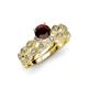 1 - Laine 1.21 ctw Classic Red Garnet (6.50 mm) Accented Round Natural Diamonds Marquise Shape Bridal Set Ring  