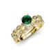 1 - Laine 0.96 ctw Classic Emerald (6.00 mm) Accented Round Natural Diamonds Marquise Shape Bridal Set Ring  