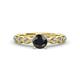 2 - Laine 1.66 ctw Classic Black Diamond (6.50 mm) Accented Round Natural Diamonds Marquise Shape Bridal Set Ring  