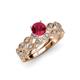 1 - Laine 1.11 ctw Classic Ruby (6.00 mm) Accented Round Natural Diamonds Marquise Shape Bridal Set Ring  