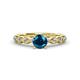 2 - Laine 1.16 ctw Classic Blue Diamond (6.50 mm) Accented Round Natural Diamonds Marquise Shape Bridal Set Ring  