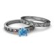 5 - Niah 0.95 ct Classic Blue Topaz Solitaire Bridal Set Ring  