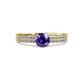 2 - Aurum 1.50 ctw Iolite Accented Natural Diamonds Double Row Bridal Set Ring  