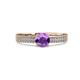 2 - Aurum 1.57 ctw Amethyst Accented Natural Diamonds Double Row Bridal Set Ring  