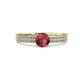 2 - Aurum 1.70 ctw Rhodolite Garnet Accented Natural Diamonds Double Row Bridal Set Ring  