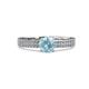 2 - Aurum 1.57 ctw Aquamarine Accented Natural Diamonds Double Row Bridal Set Ring  