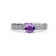 2 - Aurum 1.57 ctw Amethyst Accented Natural Diamonds Double Row Bridal Set Ring  