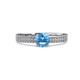 2 - Aurum 1.65 ctw Blue Topaz Accented Natural Diamonds Double Row Bridal Set Ring  