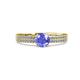 2 - Aurum 1.62 ctw Tanzanite Accented Natural Diamonds Double Row Bridal Set Ring  