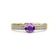 2 - Aurum 1.57 ctw Amethyst Accented Natural Diamonds Double Row Bridal Set Ring  