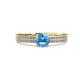 2 - Aurum 1.65 ctw Blue Topaz Accented Natural Diamonds Double Row Bridal Set Ring  