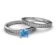 4 - Janina 0.95 ct Classic Blue Topaz (6.50 mm) Solitaire Bridal Set Ring  