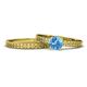 1 - Janina 0.95 ct Classic Blue Topaz (6.50 mm) Solitaire Bridal Set Ring  