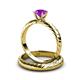 3 - Eudora 0.87 ct Classic Amethyst Solitaire Bridal Set Ring 