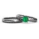 1 - Eudora 0.80 ct Classic Emerald Solitaire Bridal Set Ring 