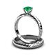 3 - Eudora 0.80 ct Classic Emerald Solitaire Bridal Set Ring 