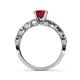 4 - Laine 1.11 ctw Classic Ruby (6.00 mm) Accented Round Natural Diamonds Marquise Shape Bridal Set Ring  