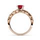 4 - Laine 1.11 ctw Classic Ruby (6.00 mm) Accented Round Natural Diamonds Marquise Shape Bridal Set Ring  