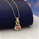 3 - Amanda 3.00 mm Round Pink Tourmaline Solitaire Infinity Love Knot Pendant Necklace 