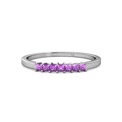 Evia ctw Amethyst Seven Stone Wedding Band ctw Princess Shape Amethyst Wedding Band Using Prong Setting in Sterling Silver 