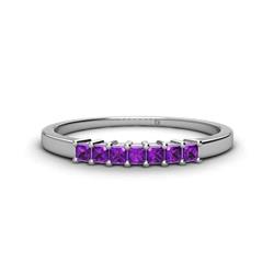 Erica Princess Cut Amethyst Stone Wedding Band Princess Cut Amethyst ctw Stone Side Gallery Womens Wedding Band Stackable Sterling Silver