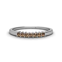 Erica Princess Cut Smoky Quartz Stone Wedding Band Princess Cut Smoky Quartz ctw Stone Side Gallery Womens Wedding Band Stackable Sterling Silver