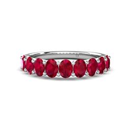 Nola ctw Oval Shape x Ruby Stone Wedding Band ctw Oval Shape x Ruby Stone Wedding Band in K White Gold